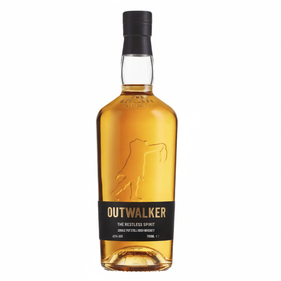 Outlander whiskey bottle on a white background